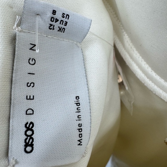 ASOS LUXE Stripe Embellished Tux Mini Dress White Gold US 8 B2722 - Picture 4 of 6